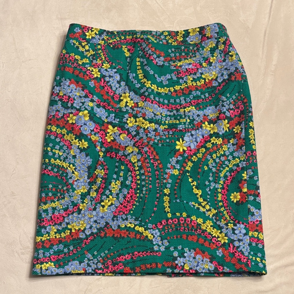 Talbots Green Floral-Print Pencil Skirt - Picture 4 of 11